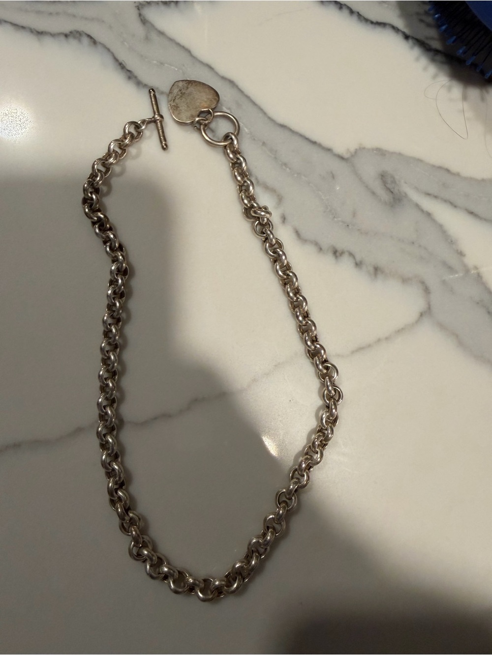 Tiffany & Co. Polished Silver Heart Toggle Necklace
